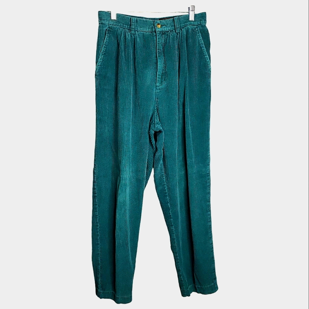 Vtg Eddie Bauer Wide Whale 80's Pant Teal Wide Tapered Leg Gorp Granola Norm 12